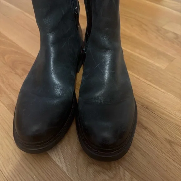 ✨ Franco Sarto Dark Green Leather Ankle Boots Size 7.5 Moto-Chelsea Hybrid ✨ - Picture 5 of 5